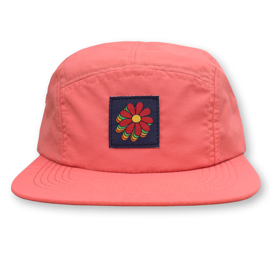 Billy Strings Red Daisy Five Panel Camp Hat / Grapefruit Nylon with Red Daisy Patch