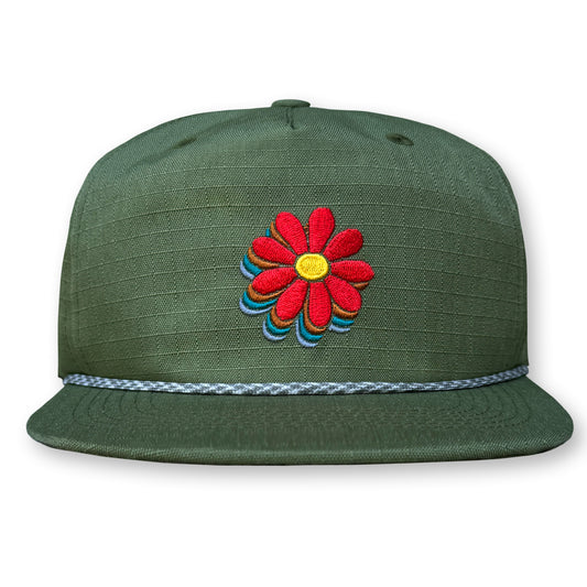 Billy Strings Red Daisy Rope Hat / Lima Bean Ripstop Nylon with Red Daisy