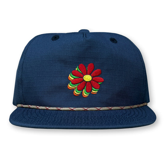 Billy Strings Red Daisy Rope Hat / Navy Bean Ripstop Nylon with Red Daisy