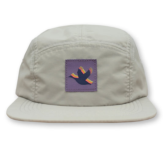 Goose Five Panel Camp Hat / Sand Dollar Nylon with Wisteria Goose Patch