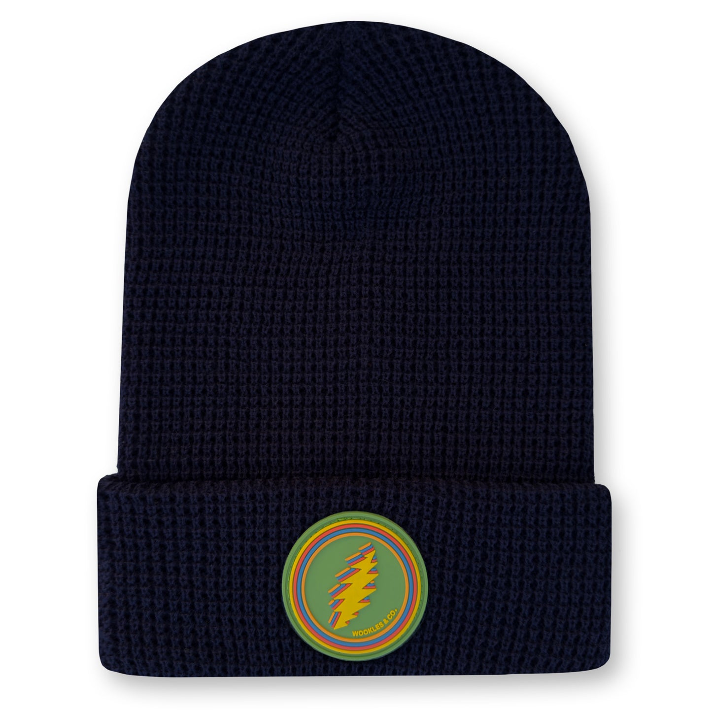 Bolt Waffle Knit Beanie in Navy