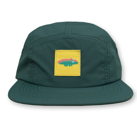 King Gizzard Gator Five Panel Camp Hat / Juniper Nylon with Yellow Coolant Gator