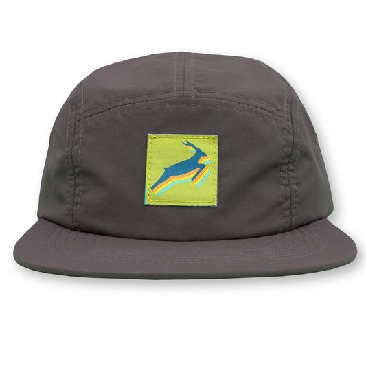 Antelope Five Panel Camp Hat / Smudge Nylon with Blueberry Limeade Antelope Patch