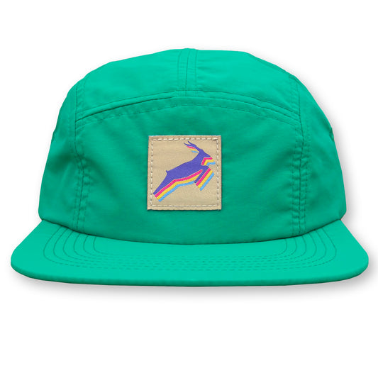 Antelope Five Panel Camp Hat / Spearmint Nylon with Savannah Antelope Patch