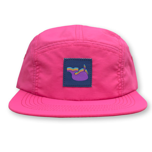 Humpback Whale Five Panel Camp Hat / Sathian Orchid Nylon with Purple Humpback Whale Patch