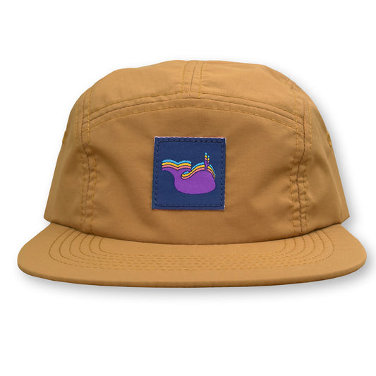 Humpback Whale Five Panel Camp Hat / Tamarind Nylon with Purple Humpback Whale Patch