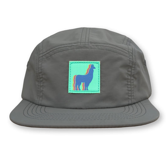 Llama Five Panel Camp Hat / Eeyore Nylon with Turquoise Mountain Llama Patch