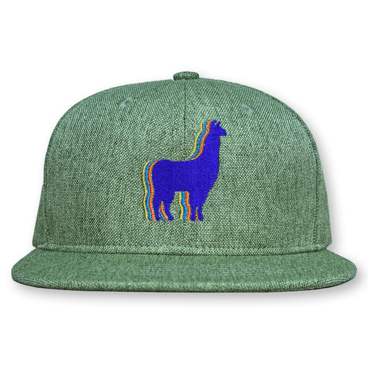 Llama Hemp Hat / Olivine Hemp with Steel Indigo Llama