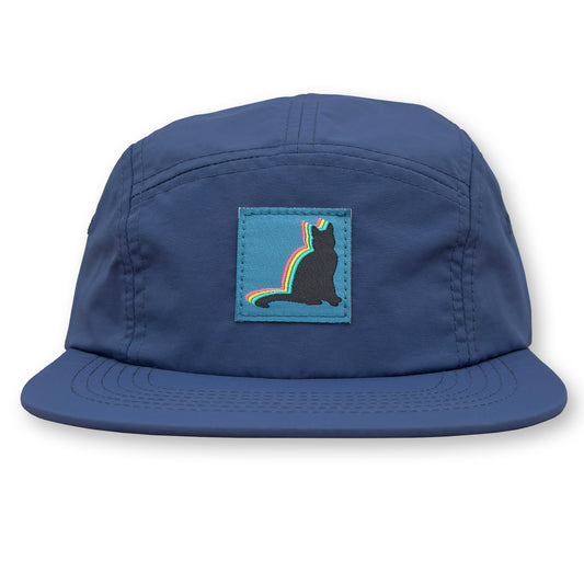 Poster Nutbag Five Panel Camp Hat / Oxford Nylon with Black Cat Patch